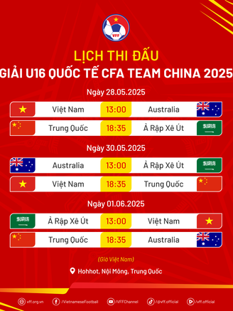 Lịch thi đấu U.16 Việt Nam mới nhất: Chạm trán Trung Quốc, Úc khi nào?