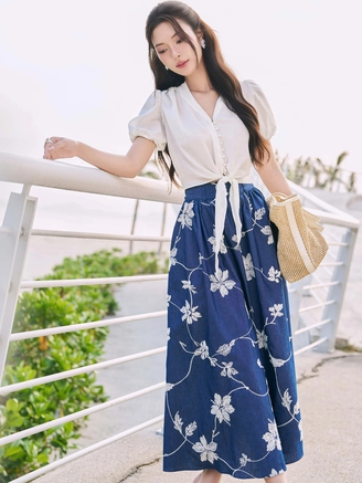 Hóa nàng thơ mùa hạ cùng chân váy hoa cổ điển
