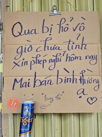 Thông báo nghỉ bán hài hước có 1-0-2 gây bão mạng của quán nước ở TP.HCM