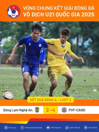 U.21 PVF-CAND đánh bại SLNA, vẫn đứng nhì bảng sau Đà Nẵng
