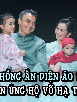 Chồng Ấn diện áo dài đến ủng hộ Võ Hạ Trâm ra mắt MV 'Nguyện là người Việt Nam'