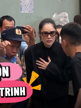Nghệ sĩ chật vật qua đám đông vào viếng diễn viên Ngọc Trinh