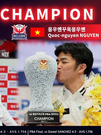 Ngược dòng ngoạn mục, Nguyễn Quốc Nguyện vô địch giải billiards PBA: Gần 1,8 tỉ đồng tiền thưởng