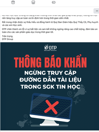 Bấm link trong sách tin học 3, ra video 18+: DTP ra thông báo khẩn