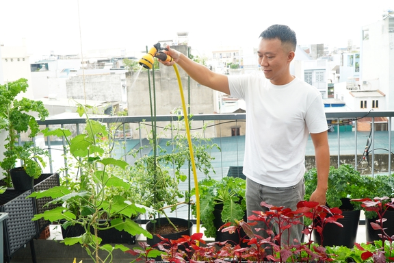 Vợ chồng kỹ sư 'biến' sân thượng thành khu vườn xanh mướt nhờ nguyên tắc quan trọng - Ảnh 1.