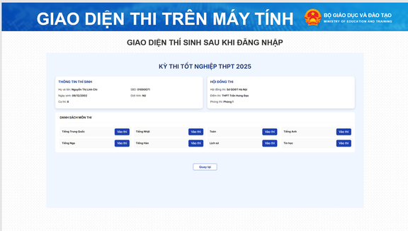Giao diện bài thi tốt nghiệp THPT trên máy tính - Ảnh 2.