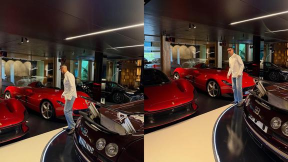 Cristiano Ronaldo secara tak terduga memamerkan garasi supercarnya yang mengesankan, yang menampilkan koleksi Ferrari dan Bugatti - Foto 2.