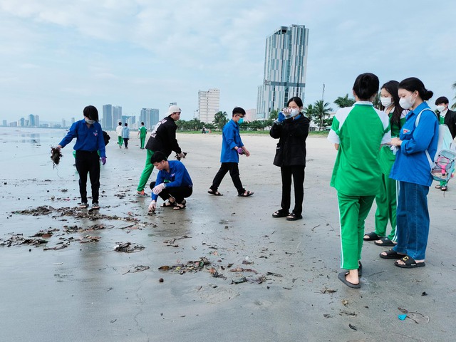 Đà Nẵng: Hàng nghìn đoàn viên thanh niên ra quân dọn bãi biển sau mưa lũ - Ảnh 4. Đà Nẵng: Hàng nghìn đoàn viên thanh niên ra quân dọn bãi biển sau mưa lũ - Ảnh 4.
