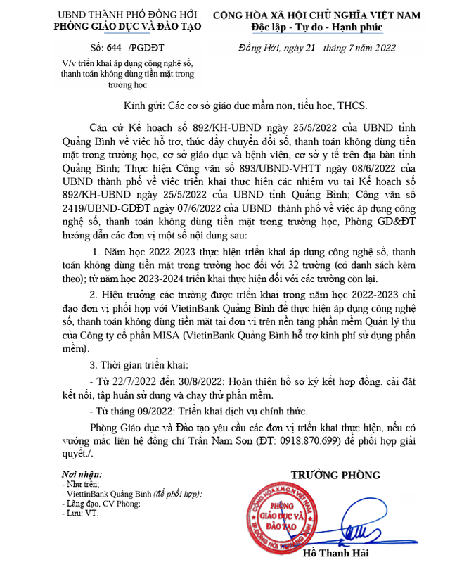 Bị 'tố' ra văn bản ưu ái cho ngân hàng, Trưởng phòng GD-ĐT TP.Đồng Hới nói gì? - Ảnh 2. Bị 'tố' ra văn bản ưu ái cho ngân hàng, Trưởng phòng GD-ĐT TP.Đồng Hới nói gì? - Ảnh 2.