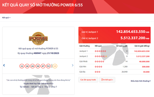 Vietlott: Jackpot 2 của Power 6/55 lại phá đỉnh, vượt 140 tỉ đồng - Ảnh 1.