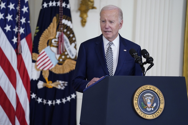 Tổng thống Mỹ Biden phát biểu về sắc lệnh AI ở Nhà Trắng. Ảnh: AP