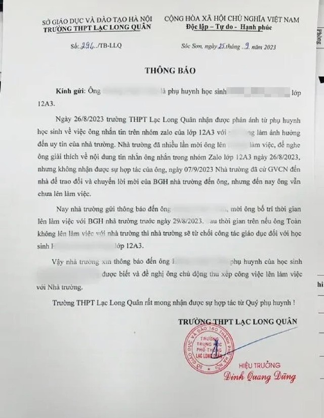 Dọa đuổi học sinh vì phụ huynh: Yêu cầu đặt quyền lợi học sinh lên hàng đầu - Ảnh 1. Dọa đuổi học sinh vì phụ huynh: Yêu cầu đặt quyền lợi học sinh lên hàng đầu - Ảnh 1.