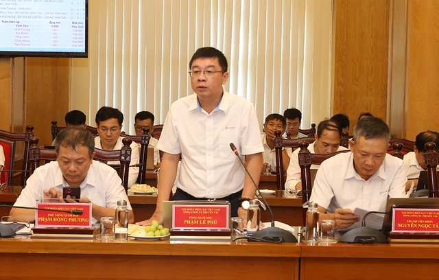 Ông Phạm Lê Phú, Tổng giám đốc EVNNPT, nêu các kiến nghị tại buổi làm việc