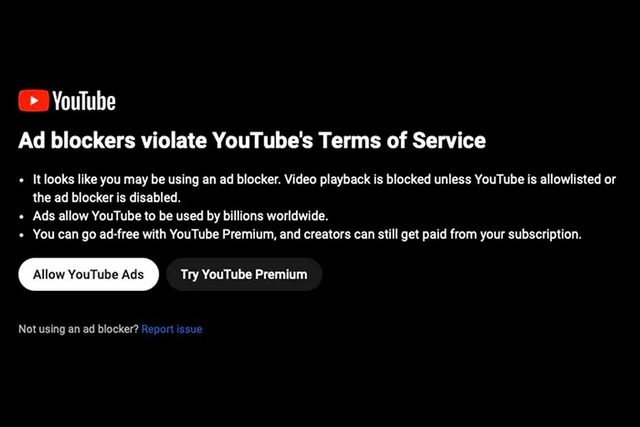 YouTube chính thức 'cấm' sử dụng trình chặn quảng cáo - Ảnh 1. YouTube chính thức 'cấm' sử dụng trình chặn quảng cáo - Ảnh 1.