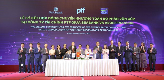 Toàn cảnh lễ ký kết hợp đồng chuyển nhượng Công ty tài chính PTF giữa SeaBank & AEON Financial