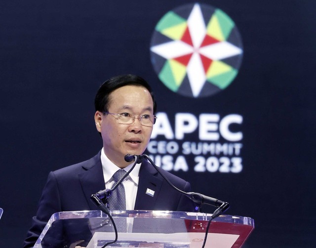Chủ tịch nước Võ Văn Thưởng phát biểu tại Hội nghị thượng đỉnh Doanh nghiệp APEC 2023 - Ảnh 1.