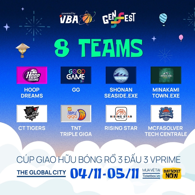 8 đội bóng tại VPrime 3x3