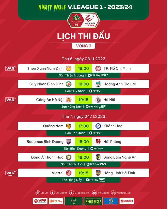 Lịch thi đấu vòng 3 V-League: Sân Hàng Đẫy 'đỏ lửa' đại chiến, HAGL gặp khó - Ảnh 2.