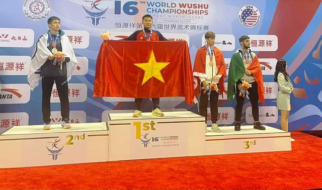 Nam vận động viên Quảng Nam giành HCV wushu thế giới - Ảnh 1.