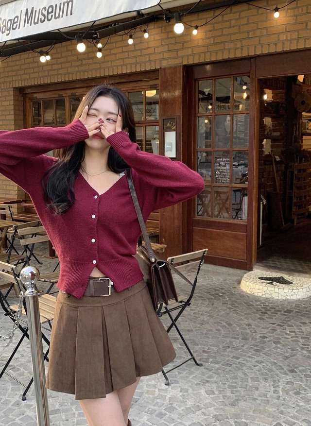 Mùa thu đông 2019 áo khoác len nữ dài tay mới của Hàn Quốc trong chiếc