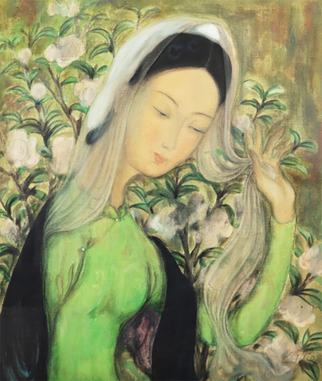 Tác phẩm Thiếu nữ  choàng khăn (Femme au voile) của Lê Phổ có giá  sau cùng là 435.000 USD