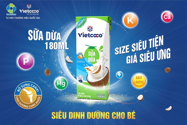 Sữa dừa Vietcoco hộp 180ml siêu tiện lợi với mức giá siêu tiết kiệm