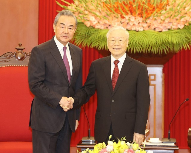 Tổng Bí thư Nguyễn Phú Trọng tiếp Ngoại trưởng Trung Quốc Vương Nghị - Ảnh 1.