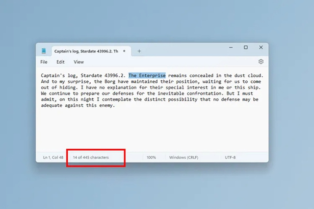 Notepad có chức năng bộ đếm ký tự sau 40 năm - Ảnh 1.