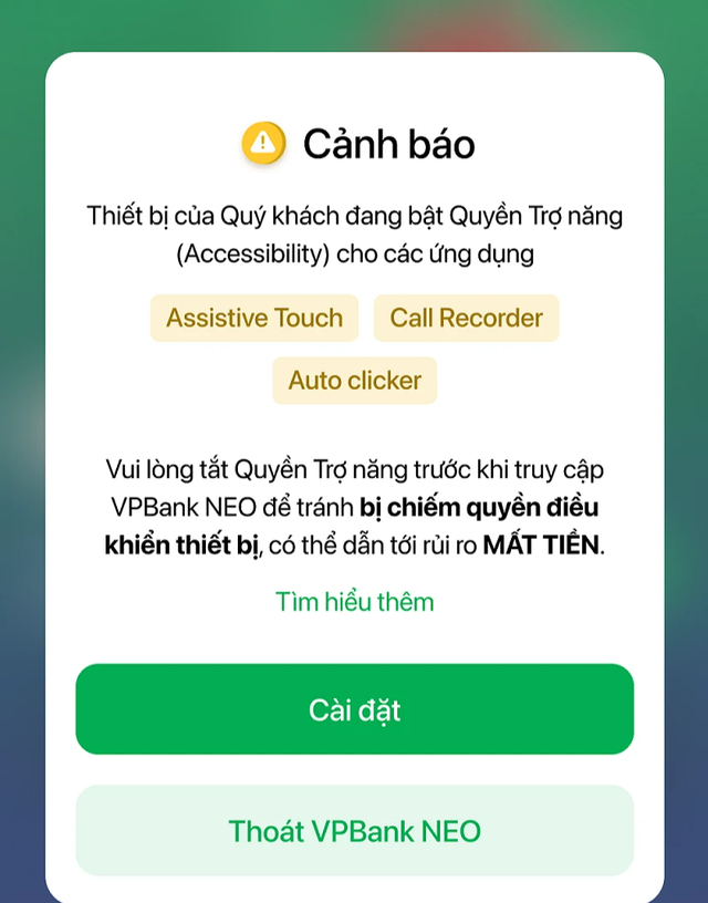 Cảnh báo thủ đoạn lừa đảo chiếm quyền điều khiển điện thoại qua quyền trợ năng - Ảnh 1.