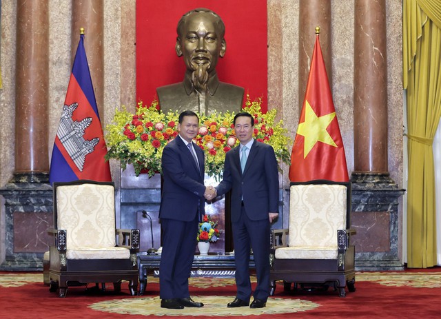Chủ tịch nước Võ Văn Thưởng tiếp Thủ tướng Campuchia Hun Manet - Ảnh 1.