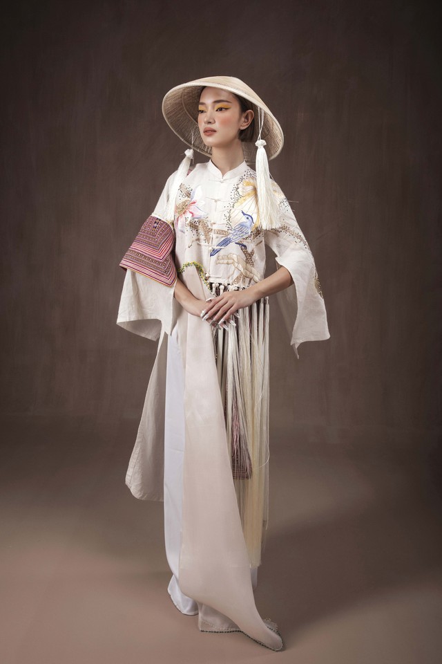 Vũ Việt Hà ra mắt bộ sưu tập áo dài làm từ sợi dứa - Ảnh 2.