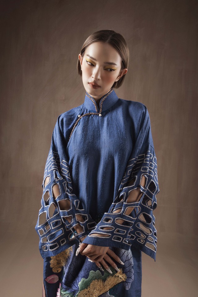Vũ Việt Hà ra mắt bộ sưu tập áo dài làm từ sợi dứa - Ảnh 6.