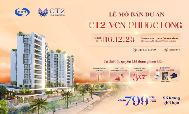 Mở bán căn hộ cao cấp CT2 VCN Phước Long chỉ từ 799 triệu đồng - Ảnh 1.