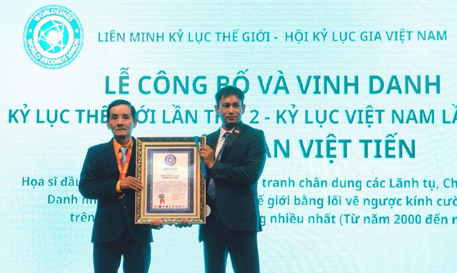Chủ tịch Liên minh kỷ lục thế giới trao kỷ lục đến họa sĩ Đoàn Việt Tiến - Ảnh 6.