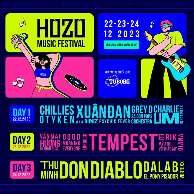 Dàn line-up hoành tráng của 3 đêm HOZO Music Festival 2023
