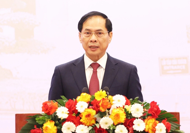 Bộ trưởng Ngoại giao Bùi Thanh Sơn phát biểu khai mạc Hội nghị Ngoại giao lần thứ 32Ảnh: Gia Hân