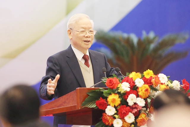 Tổng Bí thư Nguyễn Phú Trọng phát biểu tại hội nghị Ảnh: Đậu Tiến Đạt