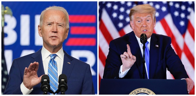 Ông Trump (phải) và ông Biden hiện là các ứng viên hàng đầu ẢNH: REUTERS Ông Trump (phải) và ông Biden hiện là các ứng viên hàng đầu ẢNH: REUTERS