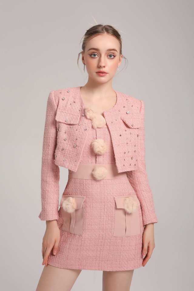 Chân váy - Vải tweed từ cotton, hồng & hồng sẫm — Thời trang | CHANEL