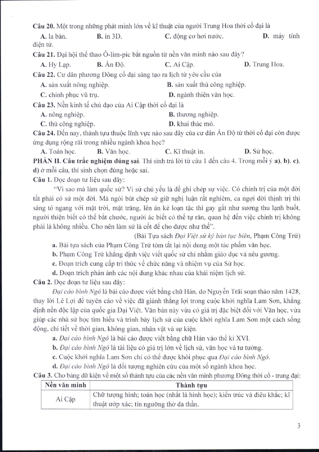 Đề minh họa thi tốt nghiệp THPT 2025: Khó có điểm 10 môn lịch sử - Ảnh 3.