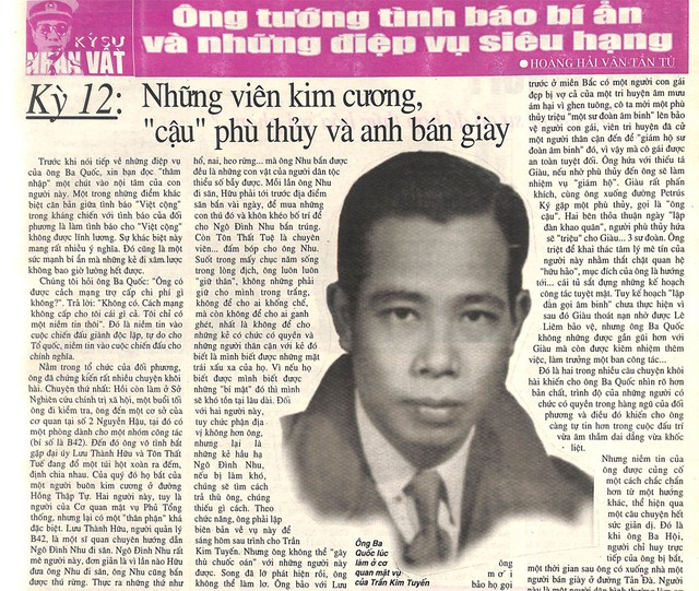 GỬI ANH GIAO Ông tướng tình báo bí ẩn và những điệp vụ siêu hạng - Kỳ 12: Những viên kim cương, 'cậu' phù thủy và anh bán giày - Ảnh 1.