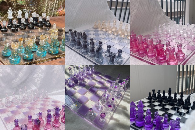 Độc đáo những bộ cờ vua làm từ epoxy resin - Ảnh 2.