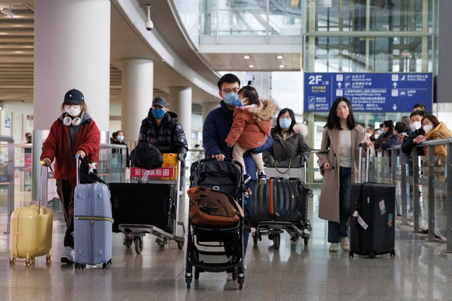 Hành khách tại sân bay Bắc Kinh hồi tháng 1