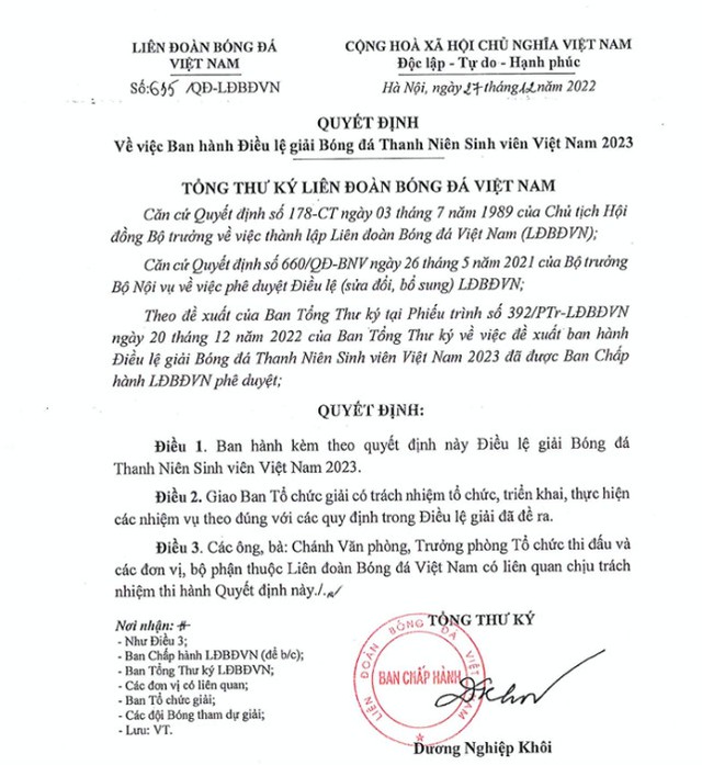 Điều lệ giải bóng đá Thanh Niên Sinh viên Việt Nam - Ảnh 2. Điều lệ giải bóng đá Thanh Niên Sinh viên Việt Nam - Ảnh 2.