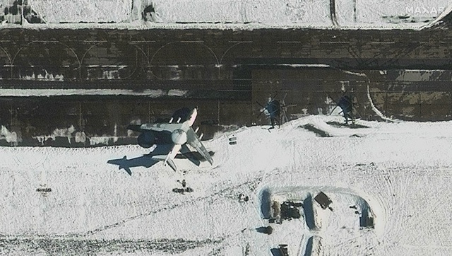 Ảnh vệ tinh chụp ngày 28.2 cho thấy một chiếc máy bay A-50 tại căn cứ Machulishchy