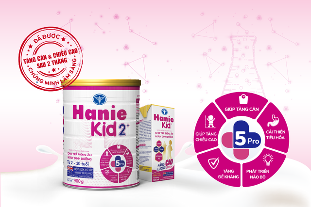 Sản phẩm dinh dưỡng Hanie Kid 2+: Giúp trẻ tăng cân, tăng chiều cao sau 2 tháng - Ảnh 1.