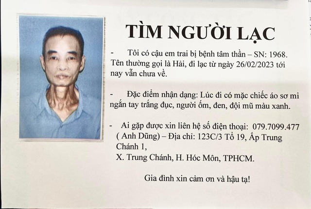 Người đàn ông tâm thần ‘đi lạc’ ở TP.HCM, người thân  tìm kiếm khắp nơi - Ảnh 1.