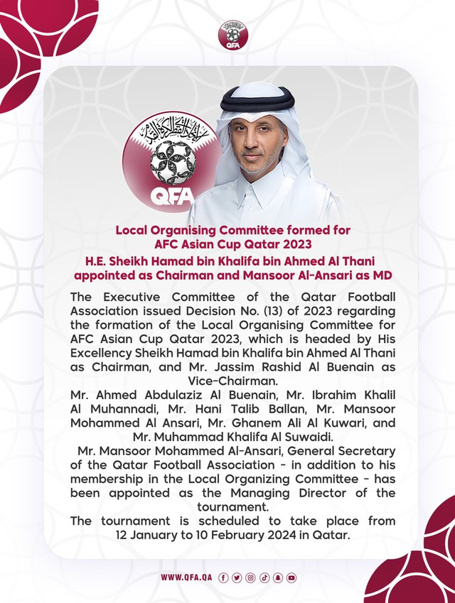 Qatar công bố ngày chính thức khởi tranh VCK Asian Cup 2023 - Ảnh 2.