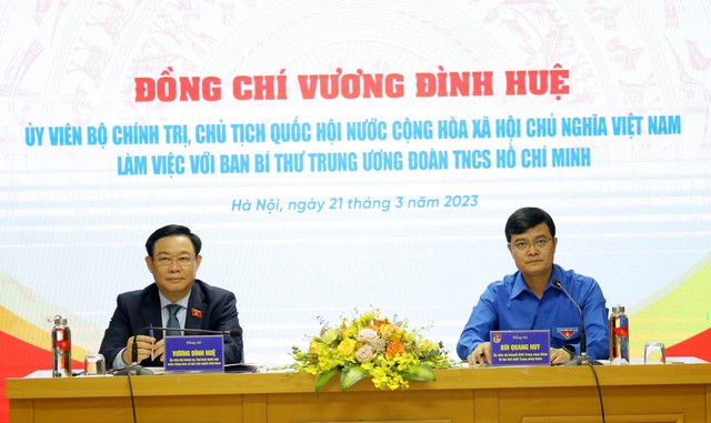 Chủ tịch Quốc hội Vương Đình Huệ làm việc với Ban Bí thư T.Ư Đoàn - Ảnh 1.