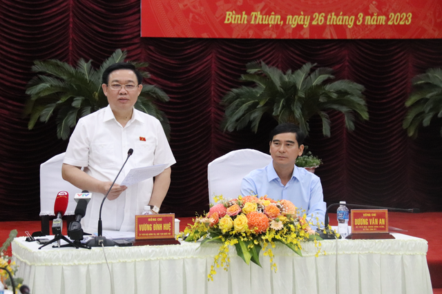 Chủ tịch Quốc hội Vương Đình Huệ làm việc với lãnh đạo chủ chốt tỉnh Bình Thuận - Ảnh 3.